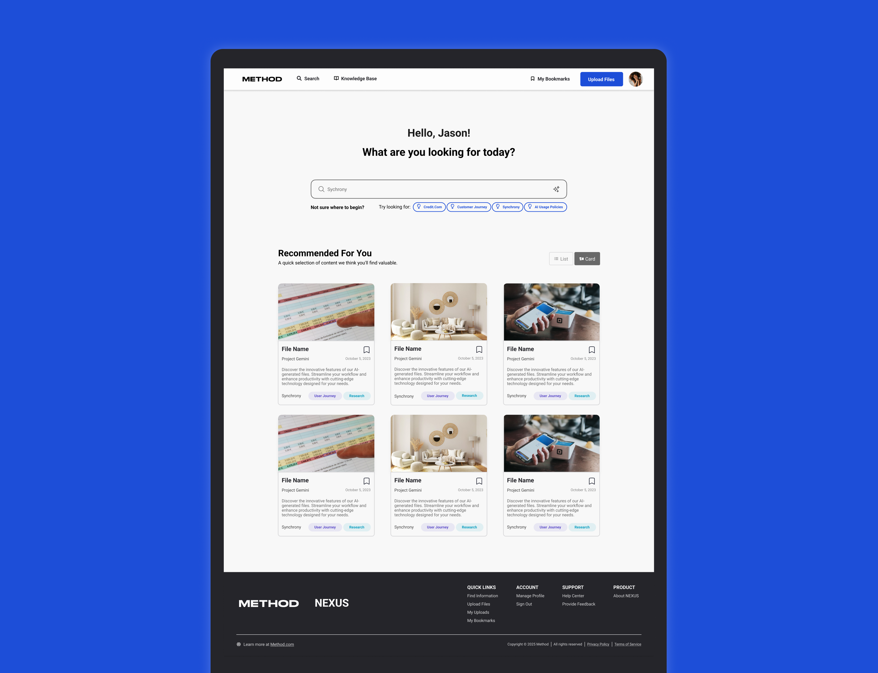 Method NEXO interface: conversational search with recommended results